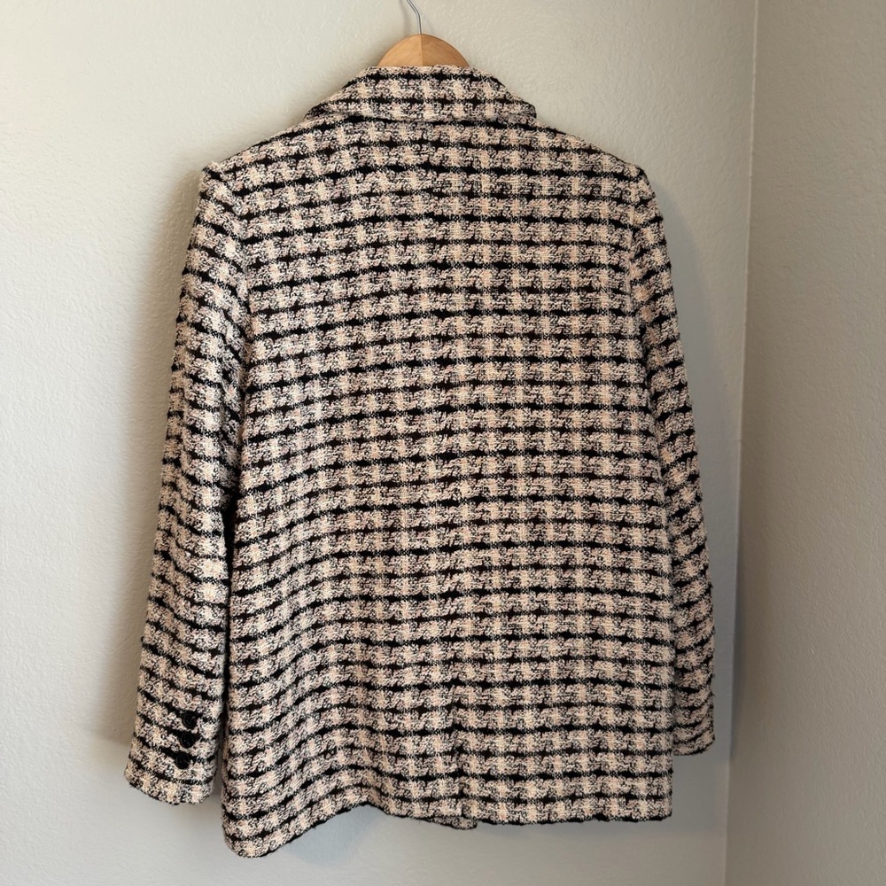 Anine Bing Diana Double Breasted Relaxed Fit Blazer in Apricot Tweed, X-Large - Picture 13 of 16
